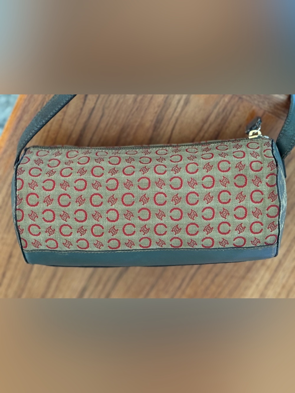 🧡 VINTAGE Celine C Sulky Monogram Canvas Distressed Barrel Bag - RARE 🧡 - Picture 4 of 15